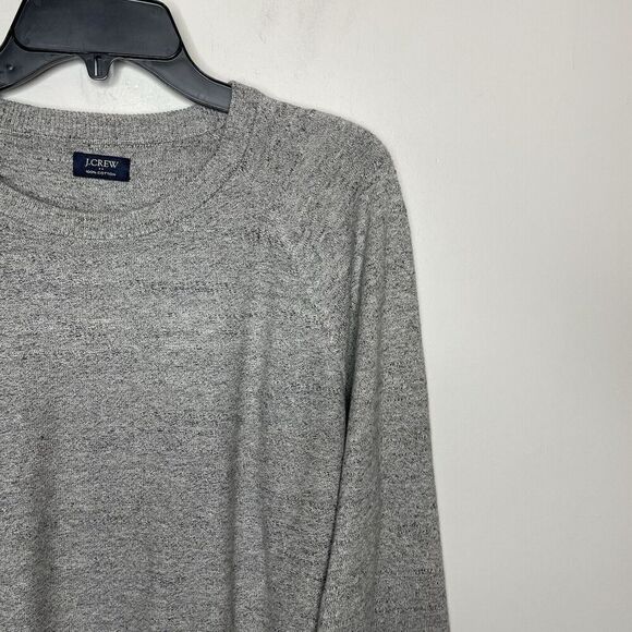 J.CREW Sweater Men Large Raglan Budded Pullover Heather Gray Cotton F9518 - Picture 2 of 10